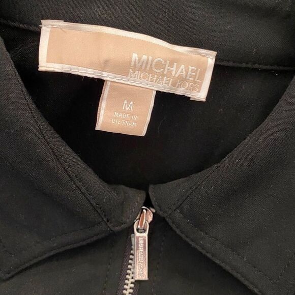 *Michael Kors* Classic Black Silver Hardware  Zip Shirtdress Sz M - Picture 6 of 9
